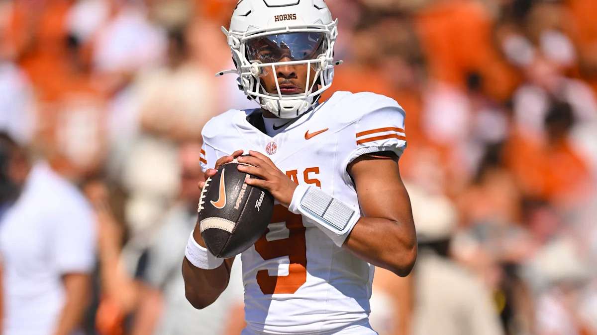Arch Manning portrait/article image from Yahoo Sports coverage of Texas QB starter discussion.